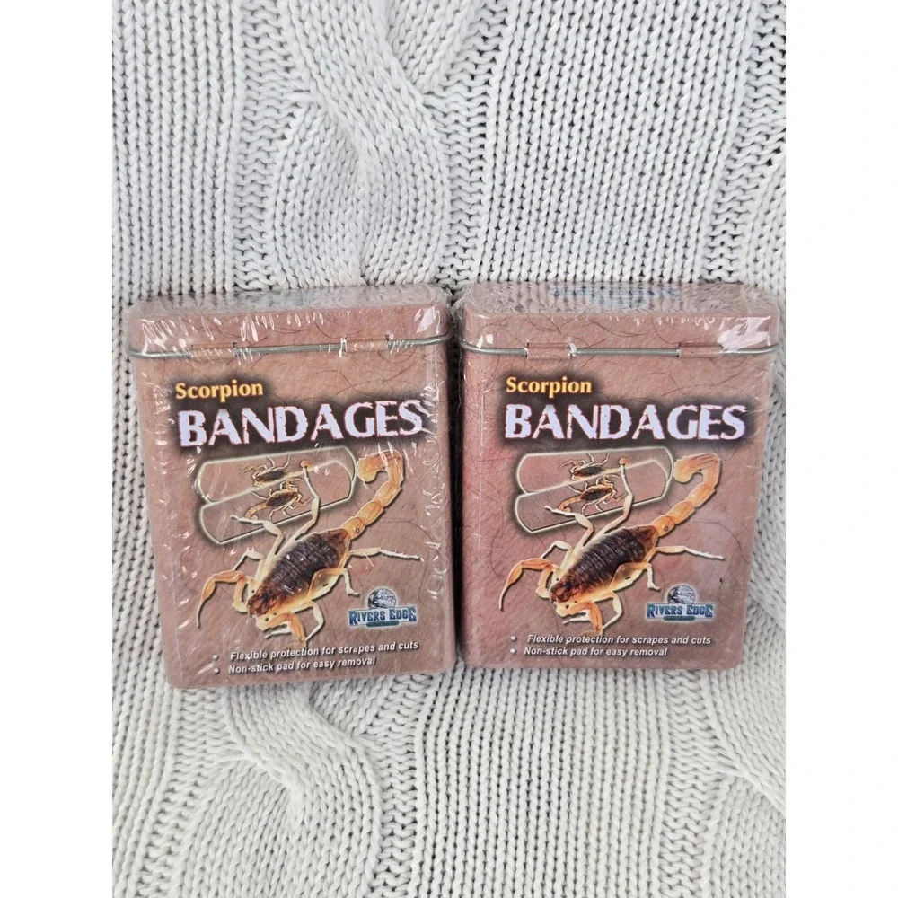 Lot of 2 Scorpion Bandages Tins Rivers Edge Novelty First‎ Aid 2013 Sealed NOS